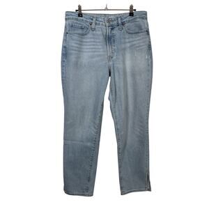 Old Navy O.G. Straight Jeans Womens 10 Blue High Rise Slit Ankle Secret-Smooth
